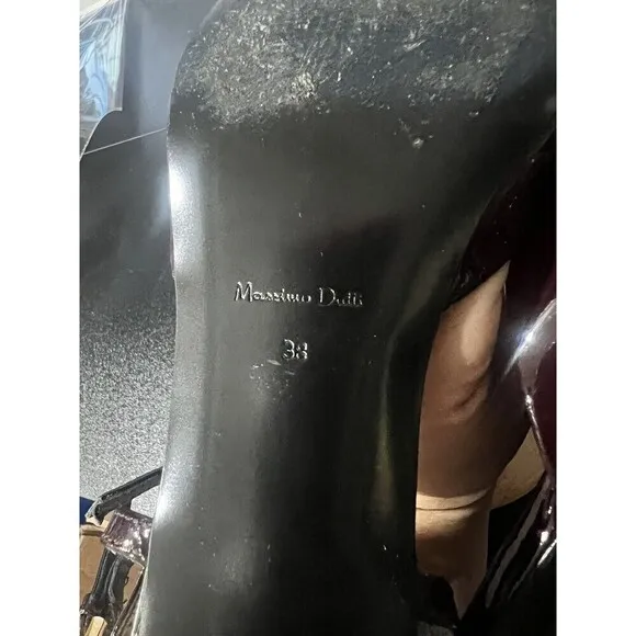 Massimo Dutti Women's Leather Ballerina Toe Slingback Shoes In Wine Size 7 (38)