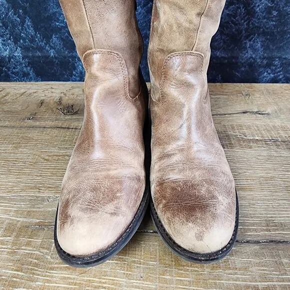 Matisse Becky Distressed Brown Leather Tall Riding Boots | Women's 7.5M
