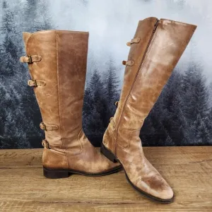 Matisse Becky Distressed Brown Leather Tall Riding Boots | Women's 7.5M