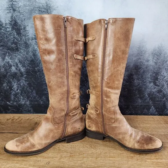 Matisse Becky Distressed Brown Leather Tall Riding Boots | Women's 7.5M