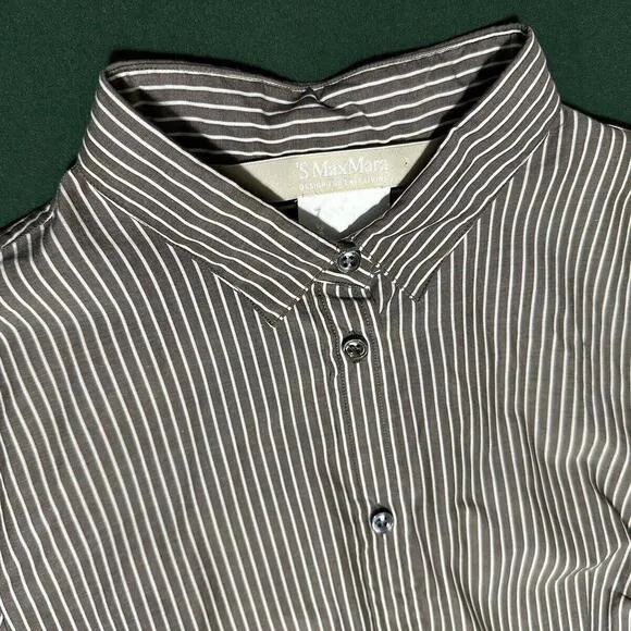 Max Mara Shirt Dress Womens 6 Midi Button Striped Career Classic Minimalist
