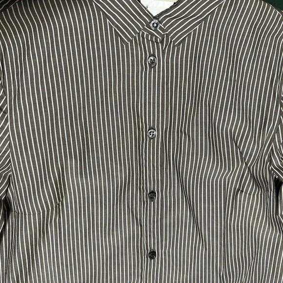 Max Mara Shirt Dress Womens 6 Midi Button Striped Career Classic Minimalist