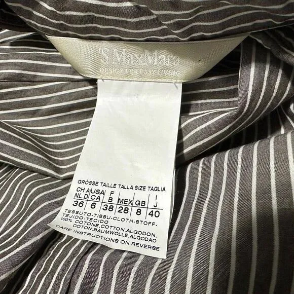 Max Mara Shirt Dress Womens 6 Midi Button Striped Career Classic Minimalist