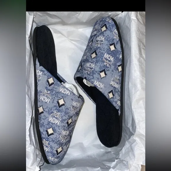 MCM VINTAGE MONOGRAM PRINT WOMEN SLIPPERS SZ 6