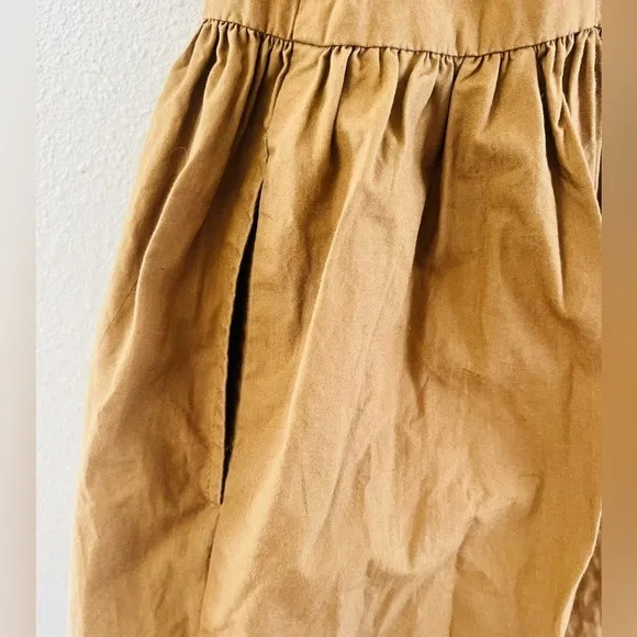 MDRN MODERN CITIZEN DRESS Milkmaid ANDRA BROWN PUFF SLEEVE BOHO TIERED COTTON