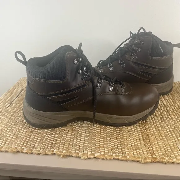 Men’s Eddie Bauer Everett Leather Waterproof Hiking Boots in Brown Size 13