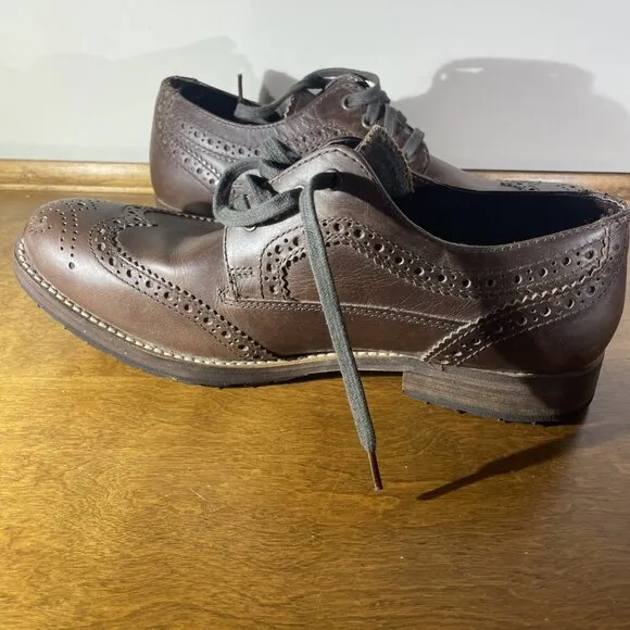 Men's FRANCO FORTINI Leather Oxford Lace Dress Shoes - Brown Size 9