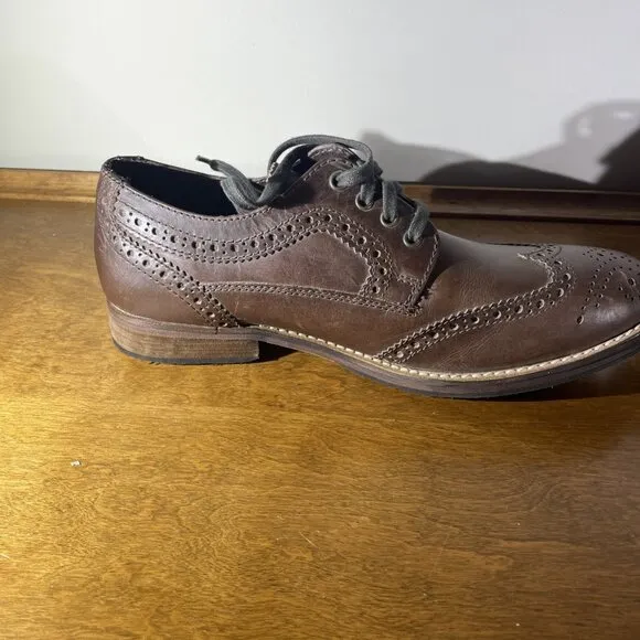 Men's FRANCO FORTINI Leather Oxford Lace Dress Shoes - Brown Size 9