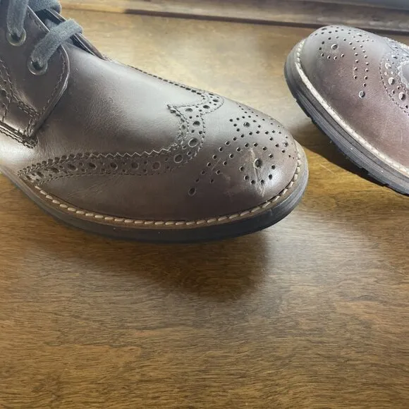 Men's FRANCO FORTINI Leather Oxford Lace Dress Shoes - Brown Size 9