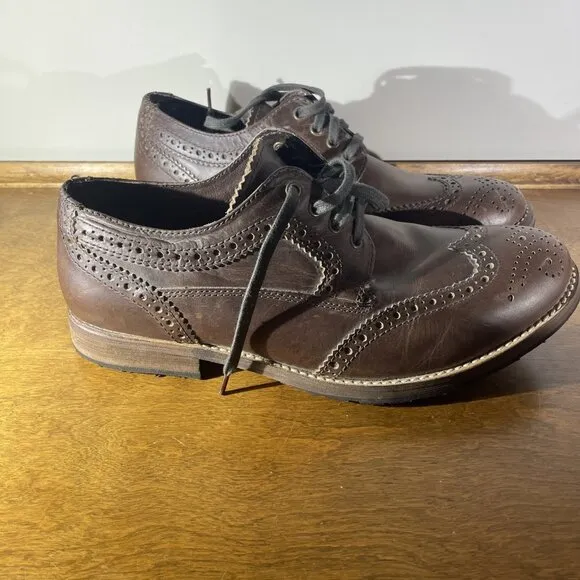 Men's FRANCO FORTINI Leather Oxford Lace Dress Shoes - Brown Size 9