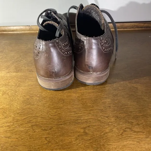 Men's FRANCO FORTINI Leather Oxford Lace Dress Shoes - Brown Size 9