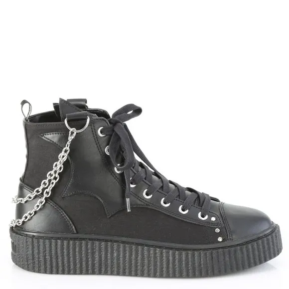 Mens Gothic Platform Bat Lace Up Creeper Shoes Sneakers