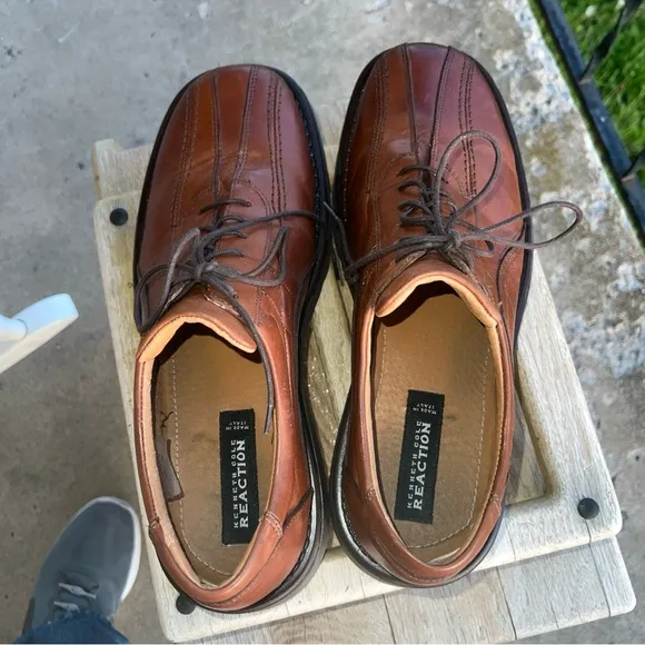 Men's KENNETH COLE REACTION men’s brown Leather Shoes made in Italy sz 11.5M