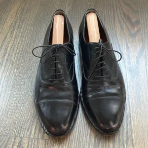 Men’s Salvatore Ferragamo Black Leather Lace Up Cap Toe Shoes Size 8.5D