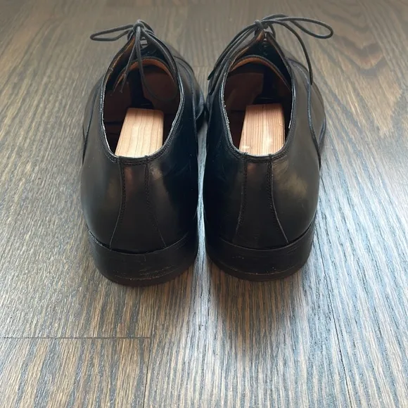 Men’s Salvatore Ferragamo Black Leather Lace Up Cap Toe Shoes Size 8.5D
