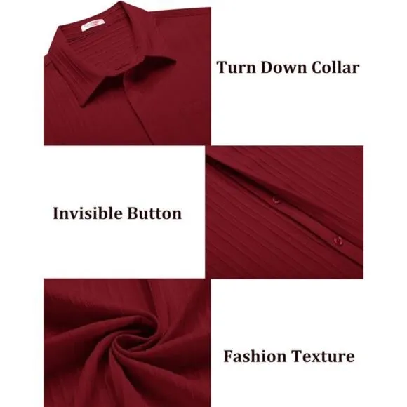 Mens Shirts Short Sleeve Button Down Red