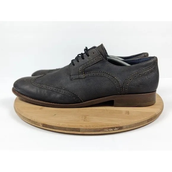 Mens Size 12 Freebird Wing Tip Dress‎ Leather Oxford Shoes Navy Blue