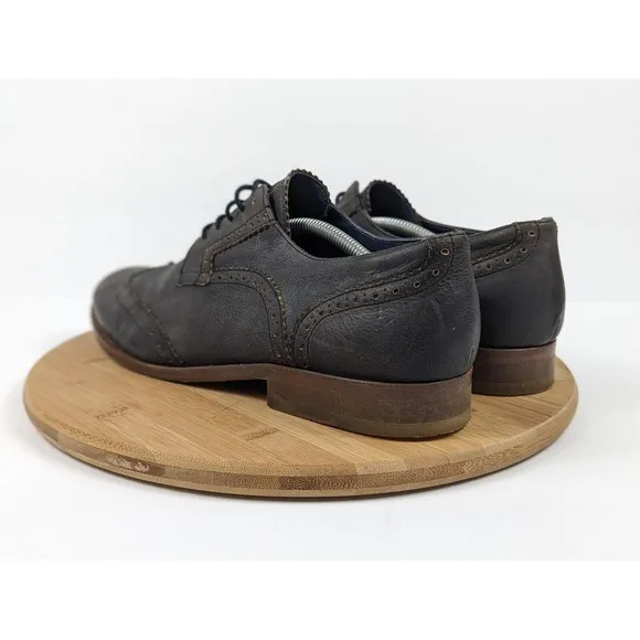Mens Size 12 Freebird Wing Tip Dress‎ Leather Oxford Shoes Navy Blue