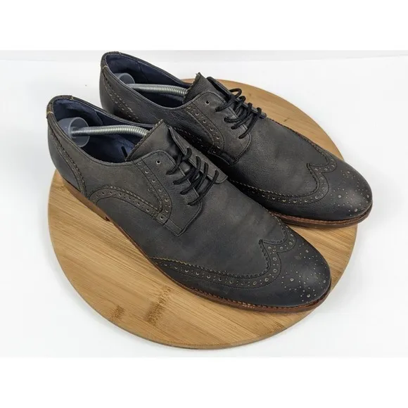 Mens Size 12 Freebird Wing Tip Dress‎ Leather Oxford Shoes Navy Blue
