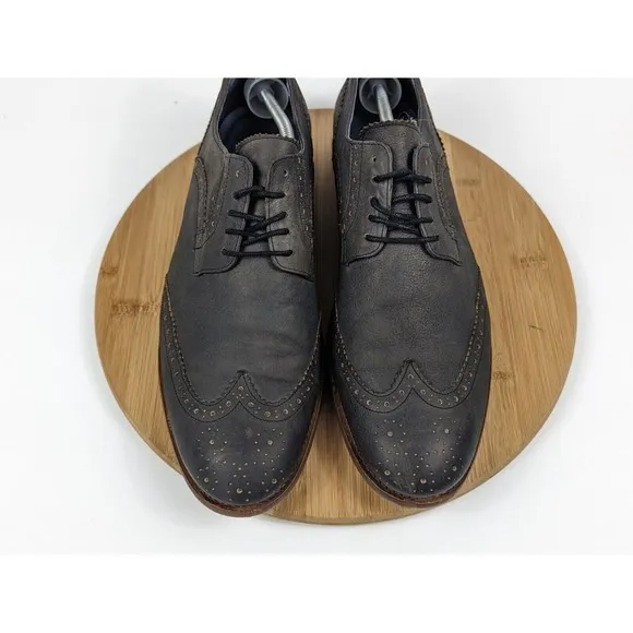 Mens Size 12 Freebird Wing Tip Dress‎ Leather Oxford Shoes Navy Blue