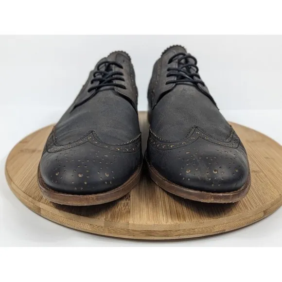 Mens Size 12 Freebird Wing Tip Dress‎ Leather Oxford Shoes Navy Blue