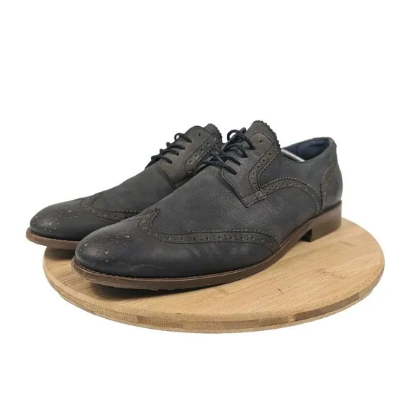 Mens Size 12 Freebird Wing Tip Dress‎ Leather Oxford Shoes Navy Blue