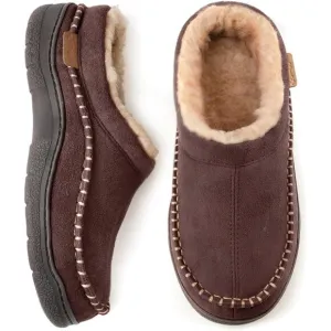 Men's Slip On Moccasin Warm Fuzzy Comfy Fluffy Wide Loafer Slippers