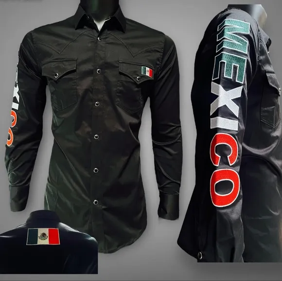 MEN'S SNAP POCKETS MÉXICO EMBROIDERED WESTERN MODERN FIT SHIRT
