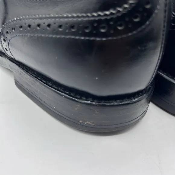 MENS USA ALLEN EDMONDS SANFORD BLACK LEATHER CAP TOE BROGUE OXFORDS SHOES 12 AA