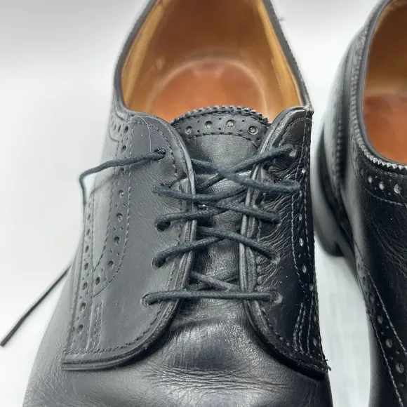 MENS USA ALLEN EDMONDS SANFORD BLACK LEATHER CAP TOE BROGUE OXFORDS SHOES 12 AA