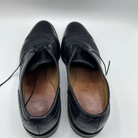 MENS USA ALLEN EDMONDS SANFORD BLACK LEATHER CAP TOE BROGUE OXFORDS SHOES 12 AA