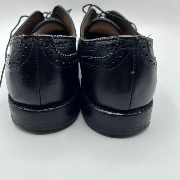 MENS USA ALLEN EDMONDS SANFORD BLACK LEATHER CAP TOE BROGUE OXFORDS SHOES 12 AA