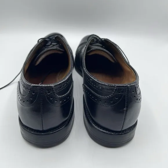 MENS USA ALLEN EDMONDS SANFORD BLACK LEATHER CAP TOE BROGUE OXFORDS SHOES 12 AA