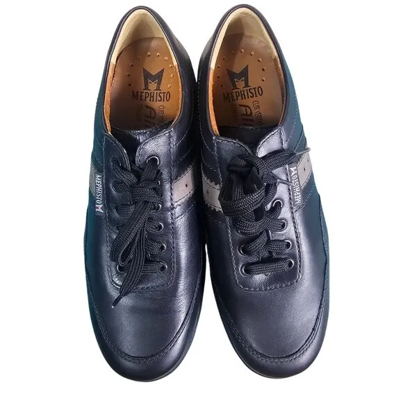 Mephisto Bonito Mens Air-Jet Black Casual Shoes Sz 7 US / 6 UK Black Leather