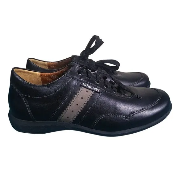 Mephisto Bonito Mens Air-Jet Black Casual Shoes Sz 7 US / 6 UK Black Leather