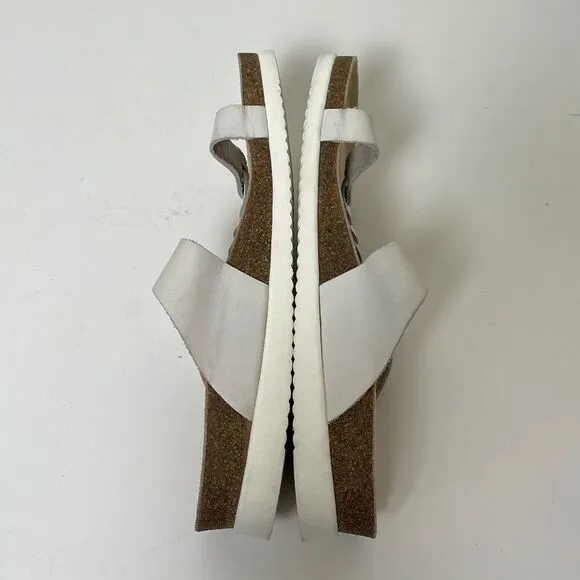 Mephisto Heleonore Toe Post Sandals Cork Midsole White Leather Shoes EU 42 US 12