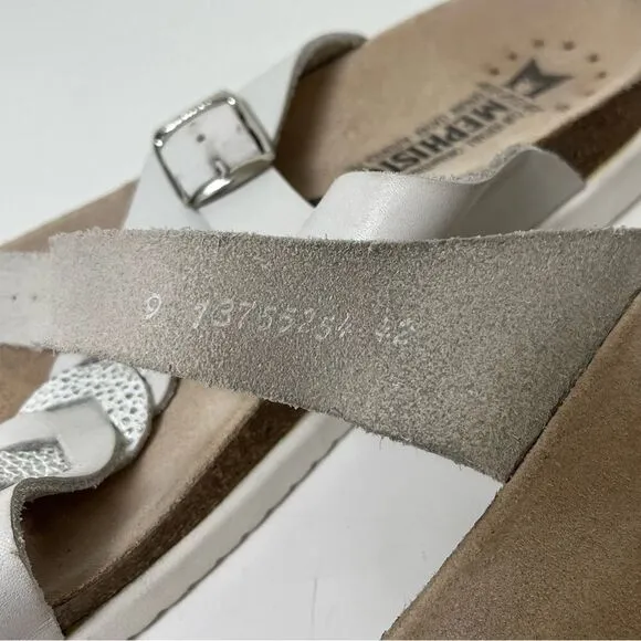 Mephisto Heleonore Toe Post Sandals Cork Midsole White Leather Shoes EU 42 US 12