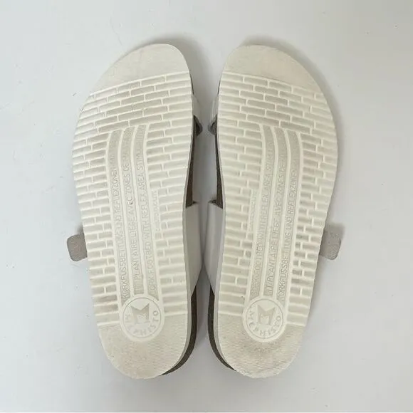 Mephisto Heleonore Toe Post Sandals Cork Midsole White Leather Shoes EU 42 US 12