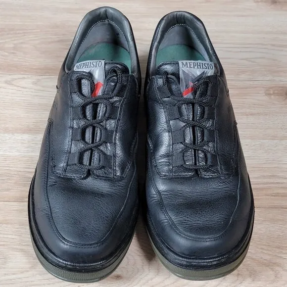 Mephisto Match Golf Shoes Mens Size 9.5 Black Round Toe Leather Runoff Air Jet