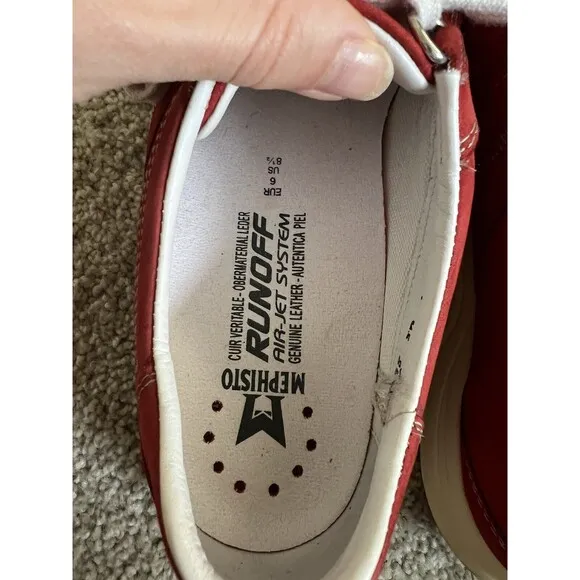 Mephisto Runoff Air Jet System Red Leather Shoes $180 Women US Size 8.5/ EU 6