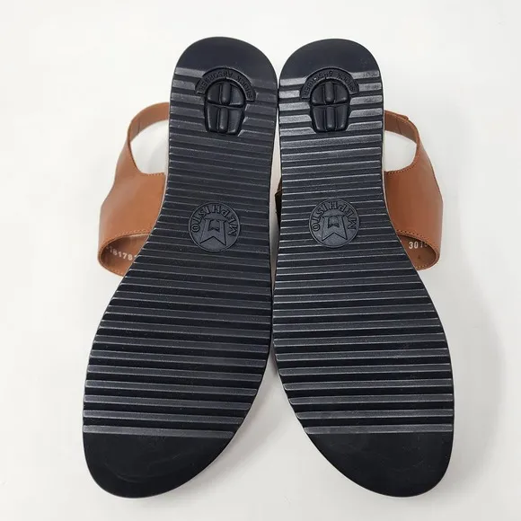 Mephisto Sandals Women EU42/US12 Swena Brown &amp; Black Leather Comfort Wedge Shoe