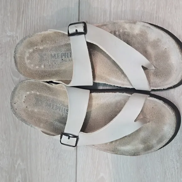 Mephisto Women's Loop Toe Leather Platform Sandals Shoes Sz 38/8