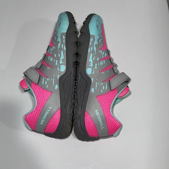 Merrell Bare Steps Sneaker Shoes Pink Blue Gray Big Kid Size 6