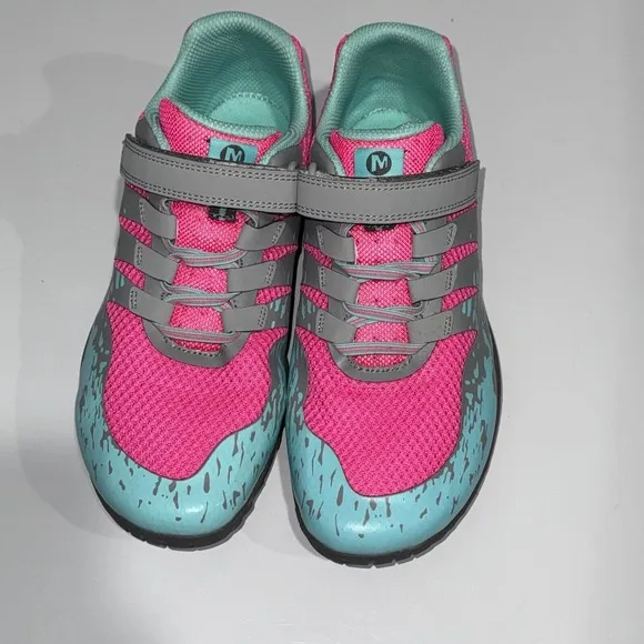 Merrell Bare Steps Sneaker Shoes Pink Blue Gray Big Kid Size 6