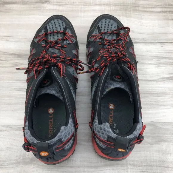 Merrell Shoes Mens 10.5 Maipo II Waterpro Gray Black Red Lace Up Mesh Breathable