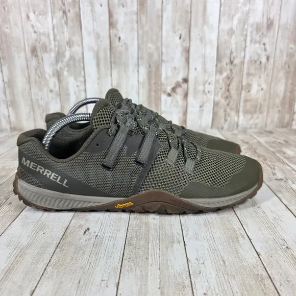 Merrell Trail Glove 6 Running Shoes Vibram Minimalist Olive Size 9