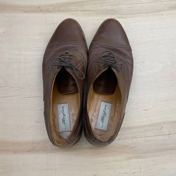 Mezlan Classic Brown Leather Oxford Dress Shoes Sz 13 Brogue Cap Toe Formal