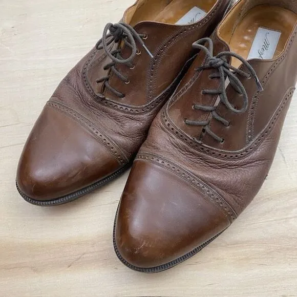 Mezlan Classic Brown Leather Oxford Dress Shoes Sz 13 Brogue Cap Toe Formal