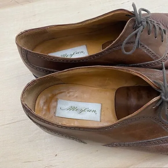 Mezlan Classic Brown Leather Oxford Dress Shoes Sz 13 Brogue Cap Toe Formal