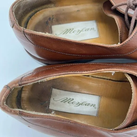 MEZLAN FIORE Brown Lace Up Oxford Split Toe Dress Shoes Men’s 10.5M